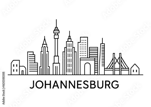 Johannesburg city skyline vector on white background
Vector line city skyline