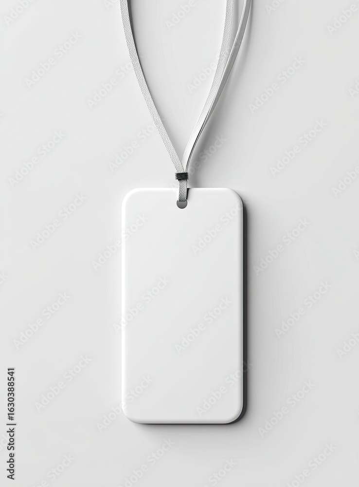 Fototapeta premium Blank white rectangular tag with thin white cords