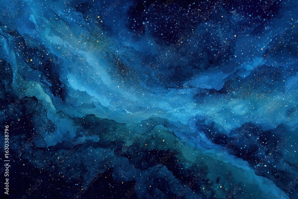 Obraz premium Cosmic panorama showcasing brilliant stars and enchanting deep blue tones of the galaxy for astronomy enthusiasts and celestial art lovers