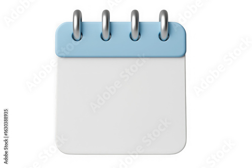 3d rendering illustration icon isolated on Blank calendar with blue accents render on transparent background