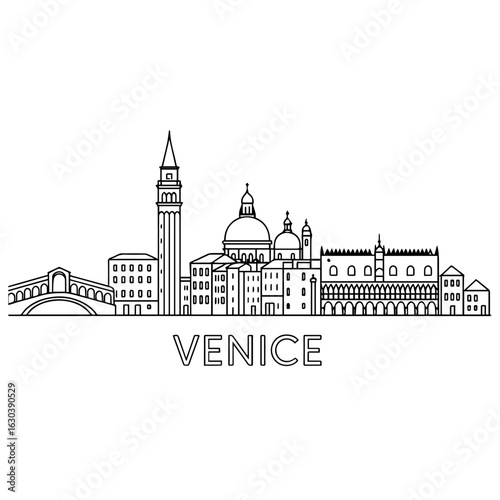 Venice city skyline vector on white background
Vector line city skyline