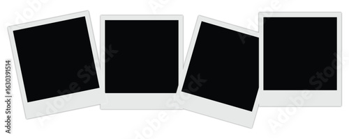  Realistic Polaroid and Picture Frame Mockup Set with Shadows on Transparent Background – Vector Collection