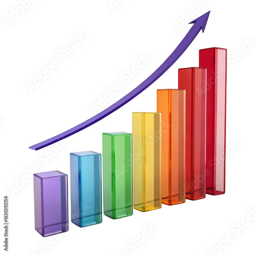 Free Download Colorful bar graph showing upward trend isolated on transparent background - GFXLoad