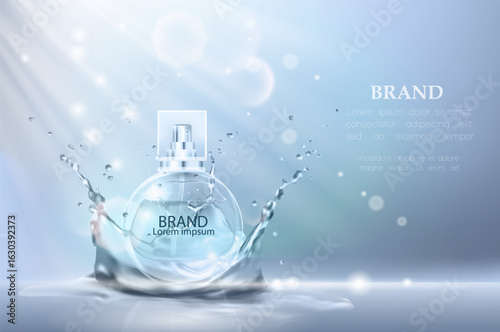 Luxury Perfume Advertisement Background - Water Droplets and Light**