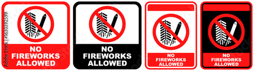 set sign no fireworks prohibited symbol design label template vector illustration
