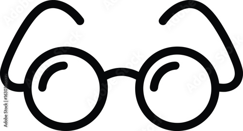 Simple line art icon of round eyeglasses