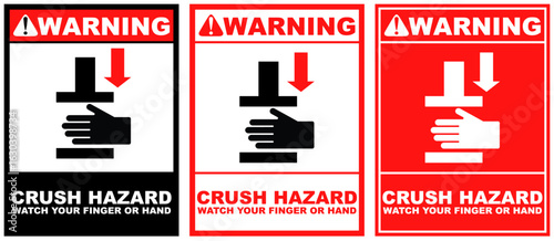 Set warning crush hazard public sign design vector illustration