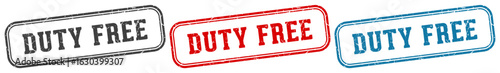 duty free stamp. duty free rectangular stamp set isolated on white background