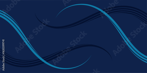 Abstract background with lines and waves. Event poster. Medium banner size. Vector background for brochure, booklet, flyer. Abstract element for design. Dark and bright blue color
