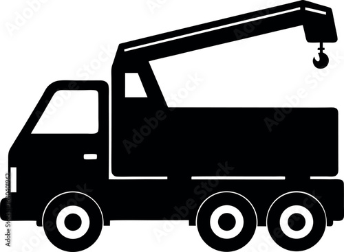 Construction Crane Truck Vector Silhouette