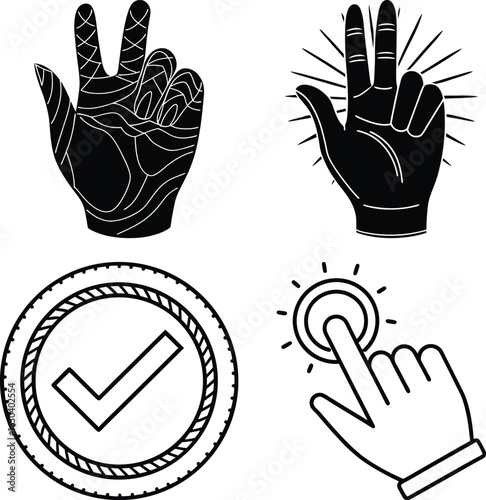 Hand Screen Gesture Touch Sensor Outline Icons
