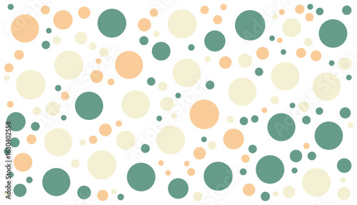 Seamless Retro Polka Dot Pattern with Pastel Green, Peach, and Cream Circles on White Background for Fabric, Wallpaper, and Digital Design