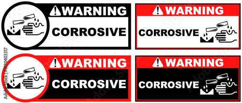 Set Collections corrosive warning sign template design vector illustration
