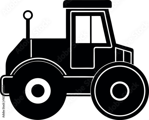 Modern Tractor Vector Silhouette