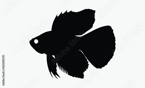 Algae eater silhouette, aquarium fish, elegant tail, Siamese Algae Eater Silhouette Vector Art Illustration 