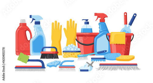 Professional home cleaning supplies and tools for sparkling results
