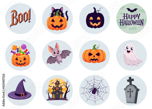 Spooky Halloween Vector Icons Set
