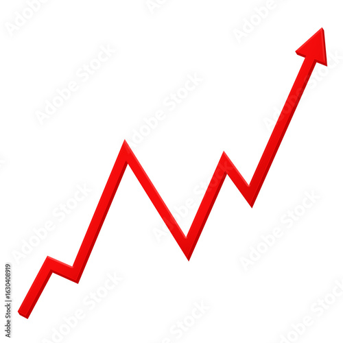 Up Growing Red Arrow on transparent background png