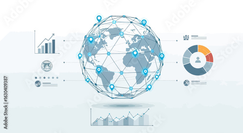 Global Network Connection For Business Strategy and Technology