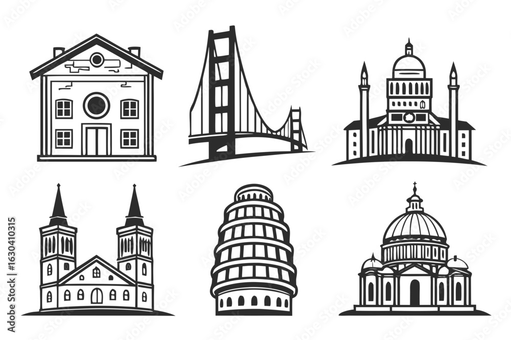 Obraz premium Iconic Landmarks and Architectural Styles Collection.