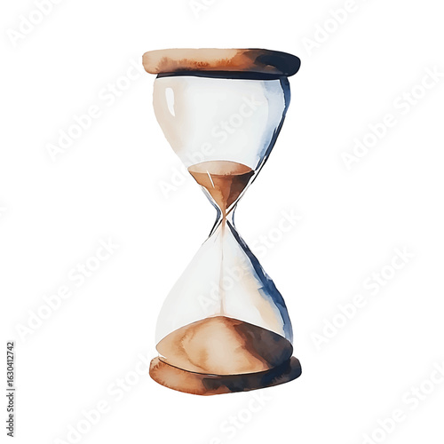 Watercolor Hourglass Vector Illustration with Transparent Background for Time Management Concepts and Deadline Visuals in PNG Format
