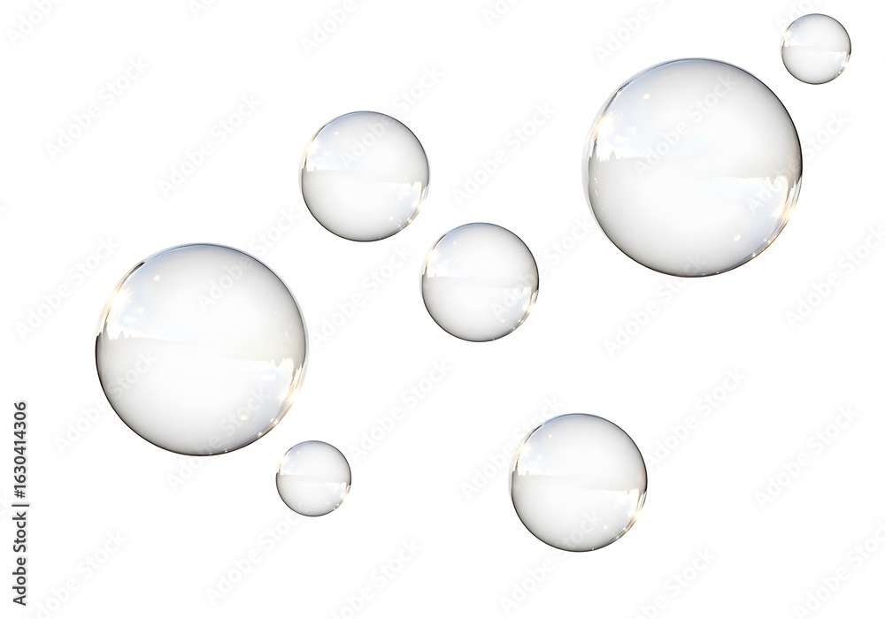 Obraz premium Floating translucent spheres offer a dreamy visual spectacle against a plain backdrop