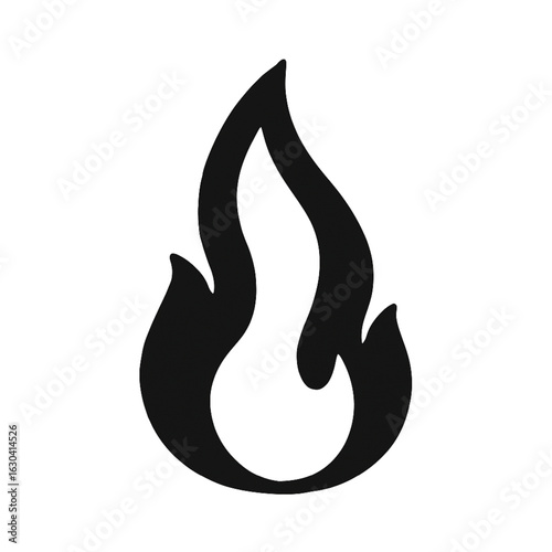 Black and White Flame Icon Simple Fire Symbol Graphic Design Illustration for Heat Energy and Danger Warnings