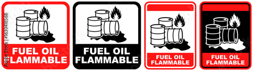 set sign fuel oil flammable symbol design label template vector illustration