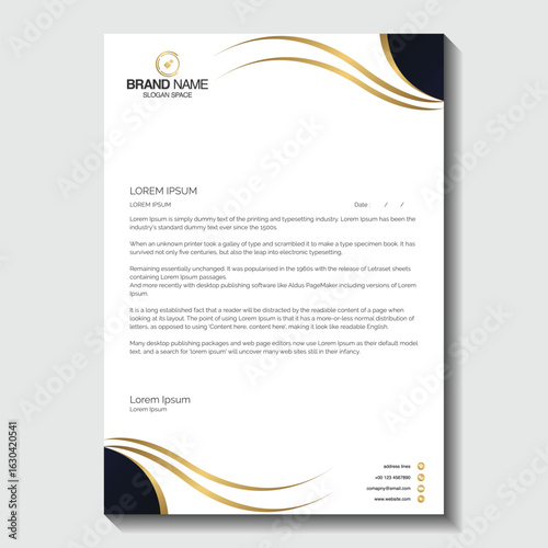 Elegant gold letterhead template for professional business communications branding and design projects