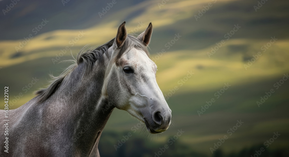 Obraz premium A graceful horse posing in a serene countryside landscape