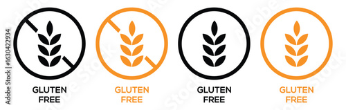 Gluten Free Label and Icon Set – Vector Signs and Symbols for Diet, Nutrition, and Food Packaging.