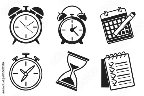 Collection of Time Management and Planning Icons.