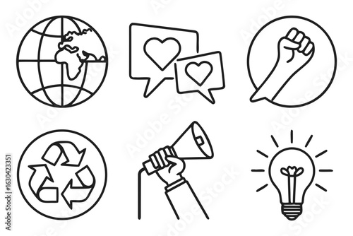 Collection of Social and Environmental Icons.