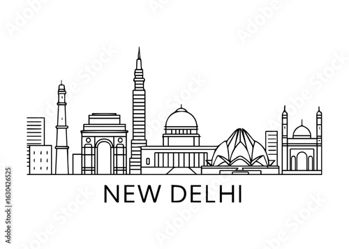 New Delhi city skyline vector on white background
Vector line city skyline