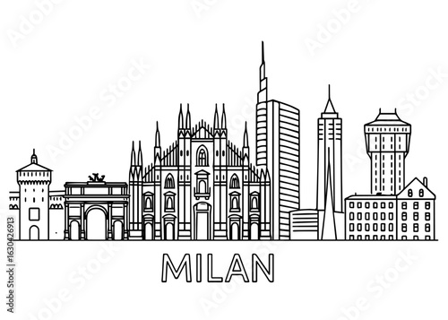 Milan city skyline vector on white background
Vector line city skyline