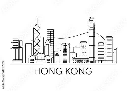Hong Kong city skyline vector on white background
Vector line city skyline