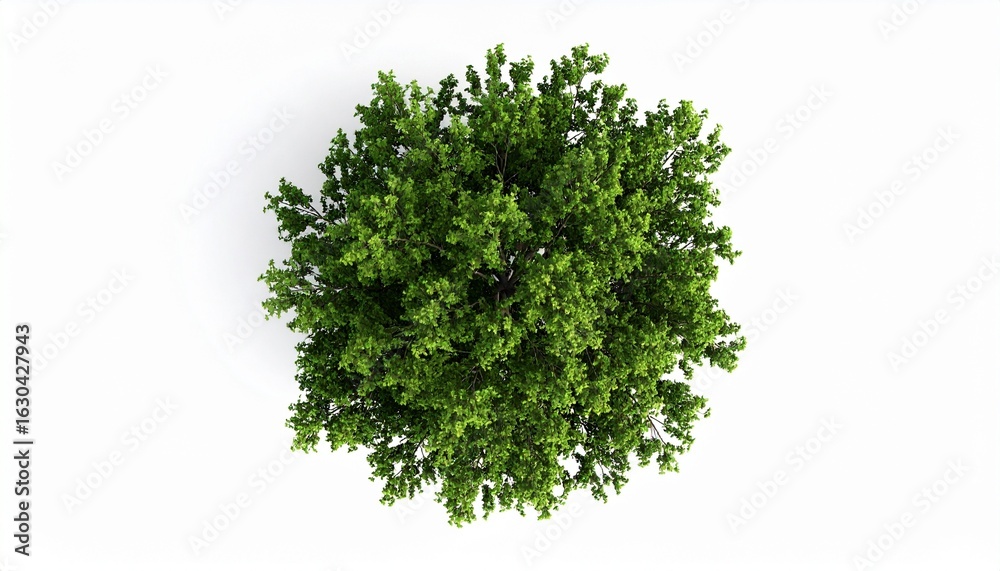 Obraz premium Lush Green Treetop View Aerial Shot Isolated on White Background.