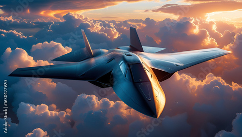 B2 Bomber Stealth Jet Soaring Through Dramatic Sky