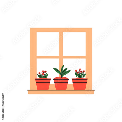 Charming Window Box Plants: Simple Illustration