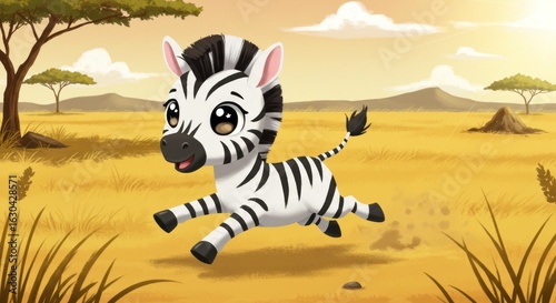A cartoon baby zebra