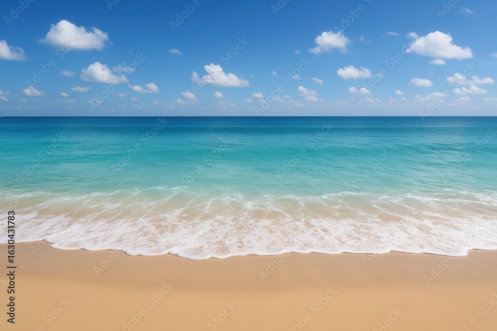 Fototapeta premium A Serene Beach Scene Under a Clear Blue Sky