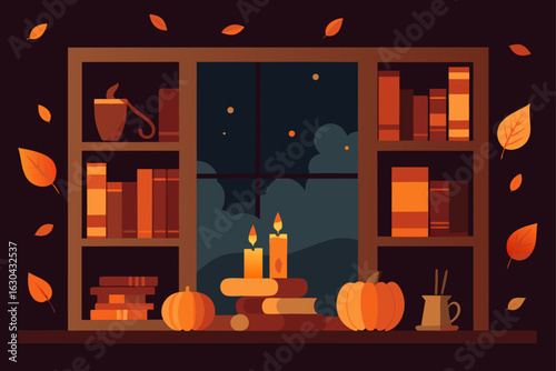 Cozy Dimly Lit Room Bathed in the Warm Glow of a Fireplace