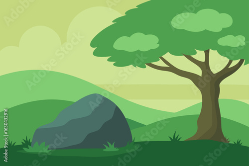 Stone Path Winding Through a Serene Natural Forest