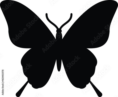 Elegant Black Butterfly Silhouette - Modern Minimalist Icon Art
