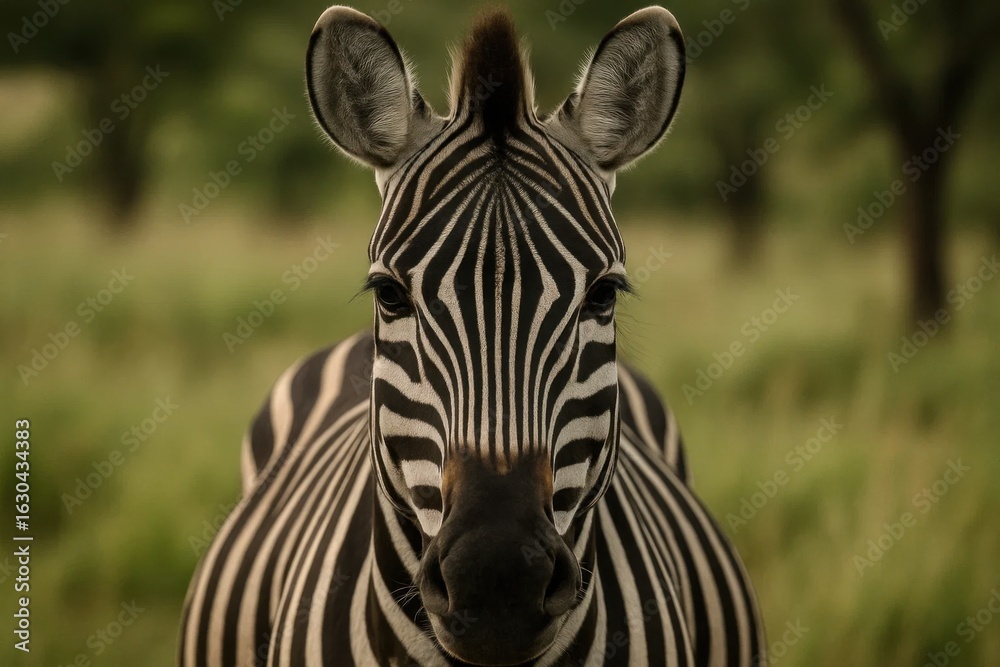 Naklejka premium A Zebra's Gentle Eye in the Wild