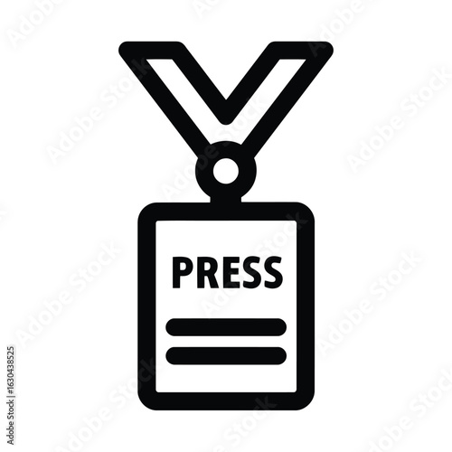 Vector illustration of a press badge icon representing media access for journalists and reporters at events and conferences