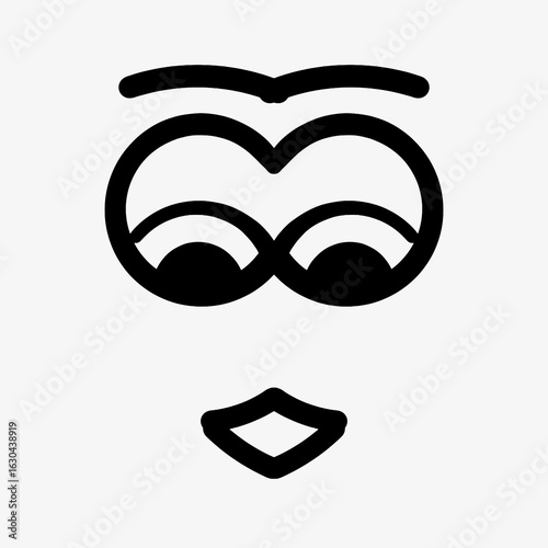 shy.eps A cute hand-drawn vector illustration of a shy or embarrassed face with downcast eyes and a subtle, closed-mouth expression, isolated