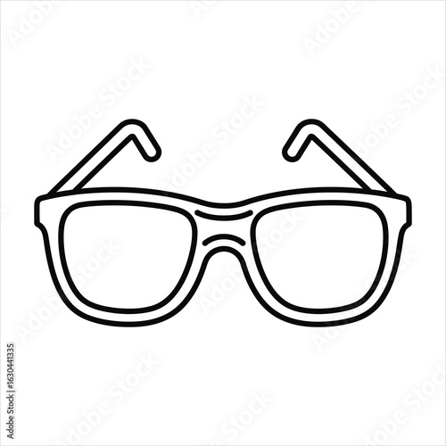 Black outline icon of eyeglasses with thick frames and curved temples spectacles eyewear