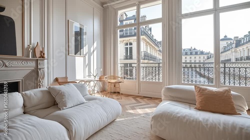Parisian apartment. Scandinavian interior design of modern living room