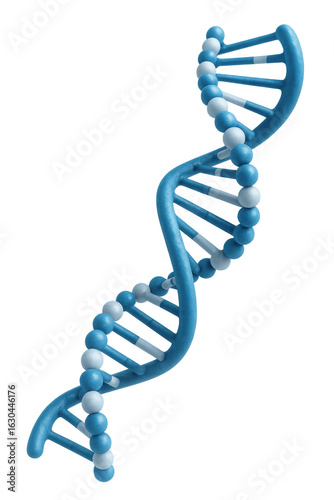 Blue DNA Double Helix Rotating on Transparent Background